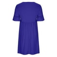 thumbnail image 4 of Diufon Summer Dresses for Women Solid Color Mini Dress Round Neck Ruffle Short Sleeve Dress, 4 of 5