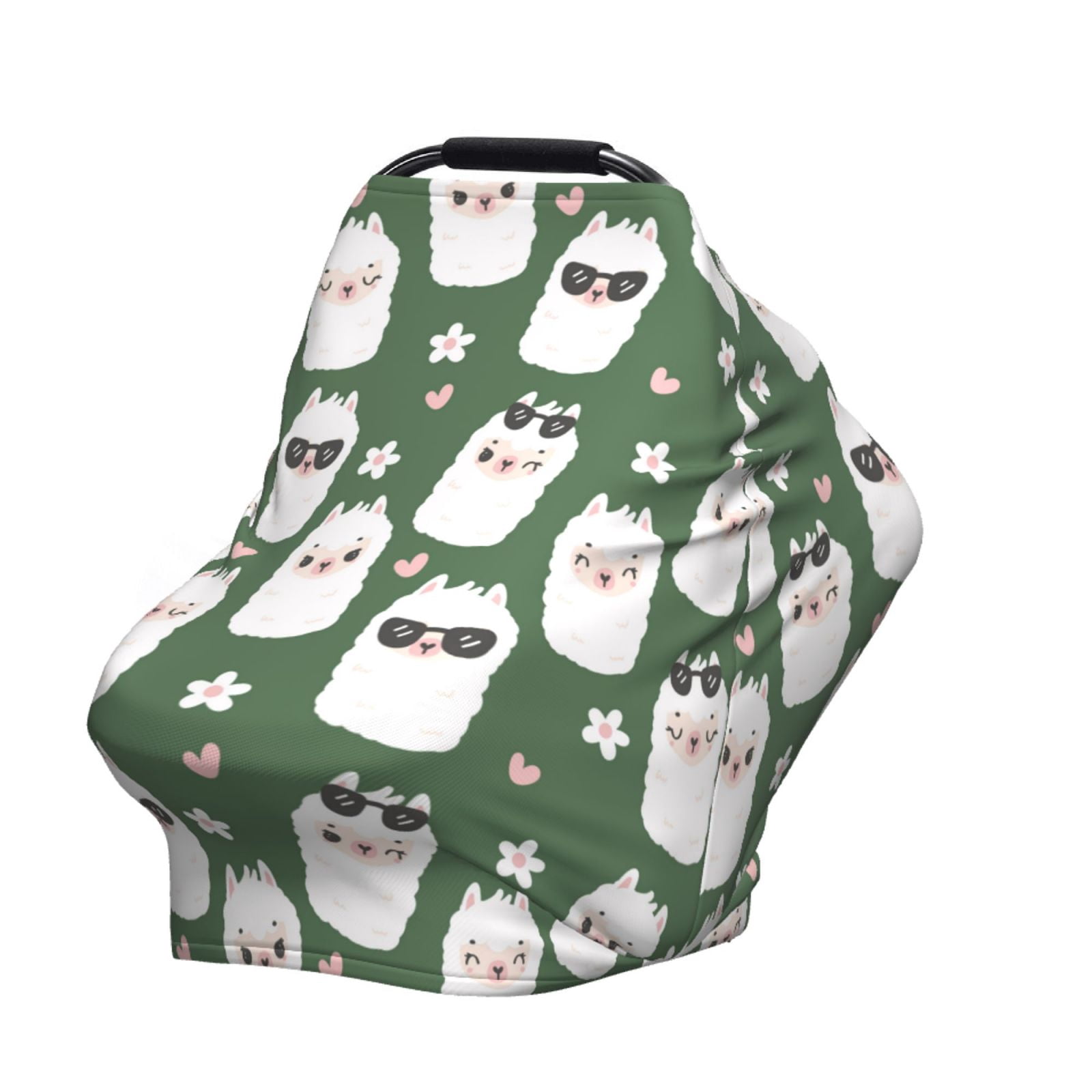 Fotbe Alpaca Faces Pattern Car Seat Covers for Babies, Nursing Breastfeeding Cover Infant Carseat Canopy, Soft Stretchy Carrier Cover
