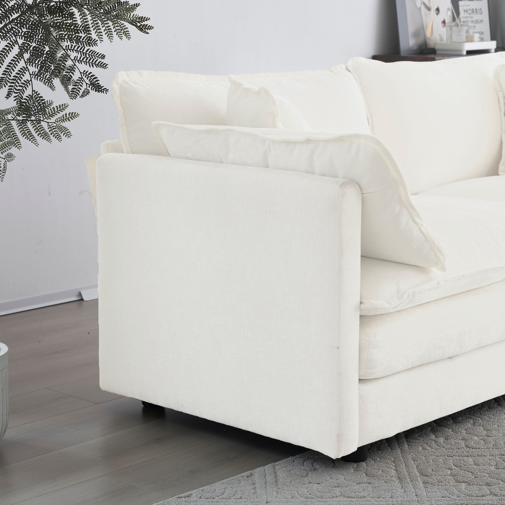 2 - Piece Living Room Set, 2 Pieces Upholstered Loveseat and Couch for Home Office Lounge, Sofa Set of 2, 2-Piece (2+2 Seat) Couch Set for Living Room (White)