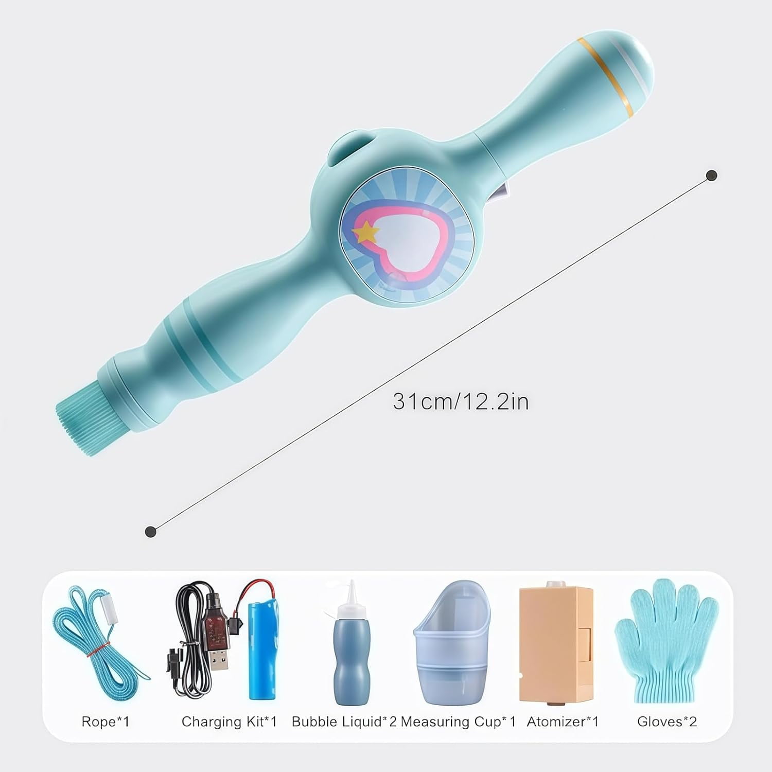 Colorful Smoke Bubble Machine,Magic Elastic Smoke Bubbles Wands,Portable Interactive Mist Bubble Machines,Fog Bubble Maker for Parties Outdoor Interactive Fun (Blue)