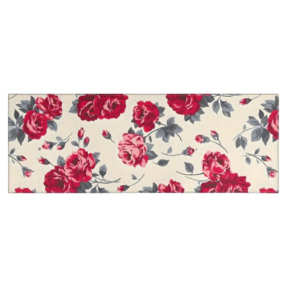 Pioneer Flower Floral Print Pattern Kitchen Rug Mat,Kitchen Runner Rugs Non Skid Washable,Decorative Kitchen Floor Mats for Kitchen,Sink,Laundry,17"X47"