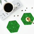 thumbnail image 5 of Kll Hexagon Drink Coasters Set Of 4,Pu Leather Absorbent Coasters Set Decorative Coffee Cup Coasters Housewarming Gift For Home Decor-Green Glitter, 5 of 9