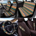 thumbnail image 2 of KUIFORTI Ethnic Style Pattern Car Seat Covers Full Set 13 Piece Seat Covers Steering Wheel Cover Seatbelt Cover Keychain Lipstick Portable Sleeve Car Cup Coasters Car Trash Can Rear View Mirror Cover, 2 of 7