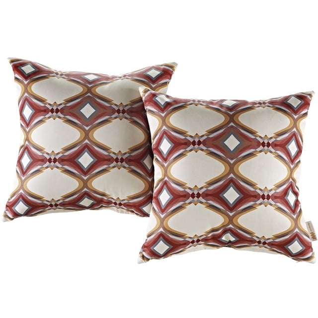 Modway 2-Piece Polyester Fabric Outdoor Patio Pillow Set in Repeat