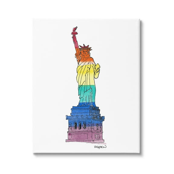 Stupell Industries Statue Of Liberty Pride Rainbow Holiday Painting Gallery Wrapped Canvas Print Wall Art