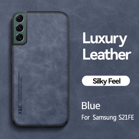 PU Leather Case for Samsung Galaxy S24 FE, Magnetic Attraction Inside Shockproof Silky Feel Protective Cover for Samsung Galaxy S24 FE (6.7 Inch), Blue
