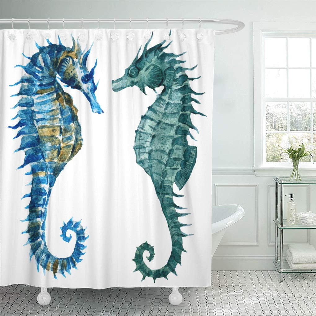 KSADK Colorful Horse Watercolor Blue Seahorse Object Marine Life Green