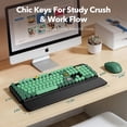 thumbnail image 5 of Wireless Keyboard and Mouse Combo, Retro Round Keycaps, Full Size with Detachable Wrist Rest, 2.4G for PC Mac Windows, Dark Green, 5 of 9
