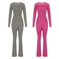 thumbnail image 4 of Combinaisons pour Femmes, 2 Pcs Mode Décontractée Couleur Unie Taille Ajustée Pantalons Longs, 4 of 5