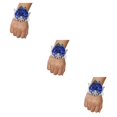 thumbnail image 1 of Kearding Ramillete de muñeca de rosa de satén hecho a mano de larga duración de tela para bodas y bailes de graduación muñequera elástica Type1 NO1, 1 of 6
