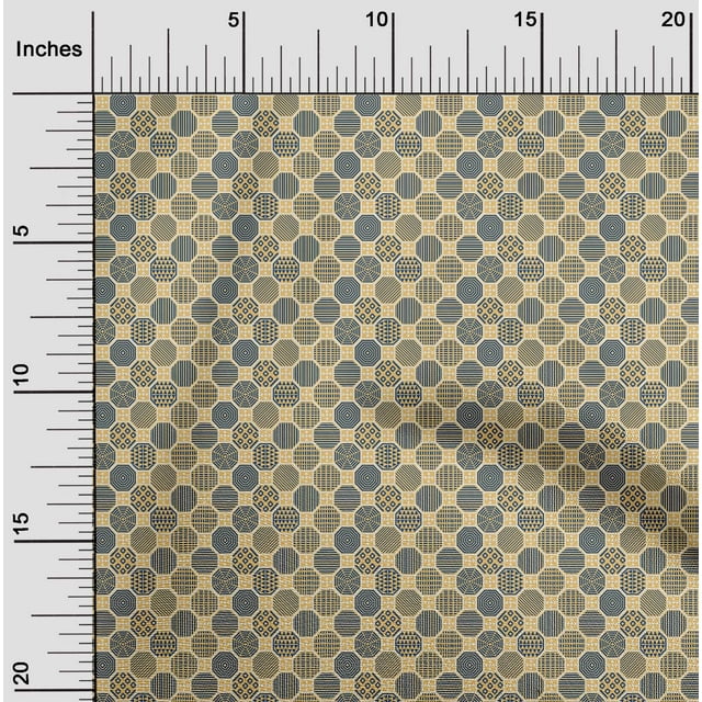 oneOone Polyester Lycra Fabric Stripe|Check & Geometrical Shapes Geometric Print Sewing Fabric BTY 56 Inches Wide