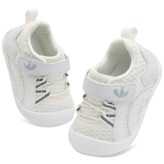 Zapatos FEETCITY Baby First Walking, punta ancha, blancos, de 6 a 12 meses