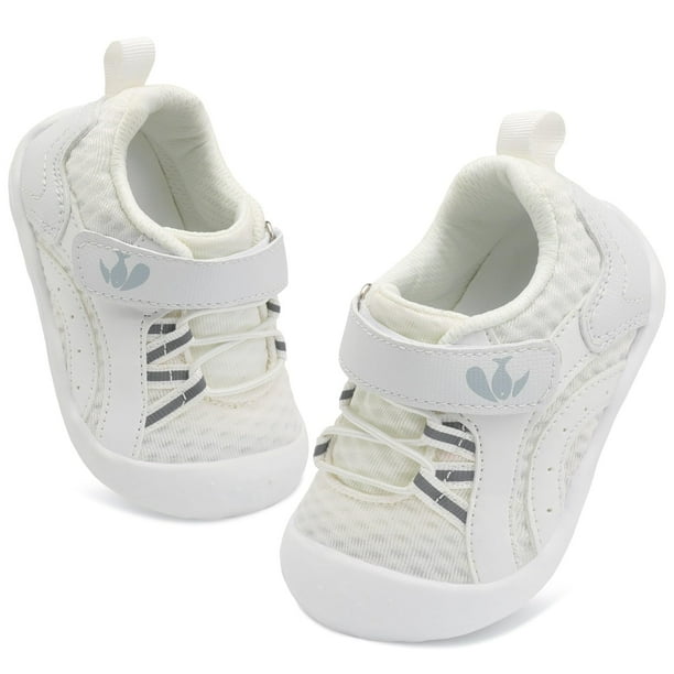 Zapatos FEETCITY Baby First Walking, punta ancha, blancos, de 6 a 12 meses
