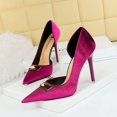 thumbnail image 2 of Zapatos de tacón alto de gamuza Xishi con punta puntiaguda y abertura lateral para mujer, estilo banquete, nuevo estilo, 2 of 5