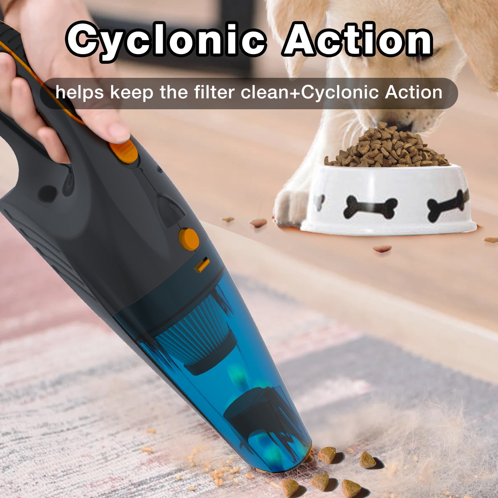 SEALON GV02(Orange 1 Pack) Cordless Handheld Vacuum Cleaner with 10K PA Suction Power, Ideal for Cleaning Curtains, Carpets, Sofas, Staircase Corners, Bed Dust, Skin Flakes, and Pet Hair