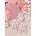 thumbnail image 4 of Gupgi Baby Girl 2Pcs Summer Outfits Short Sleeve Off Shoulder Tops + Flare Pants Set Toddler Clothes, 4 of 9