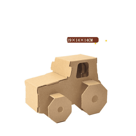 A cardboard airplane, tank, dinosaur material, toy, children's hand painted graffiti gift (carton tractor)