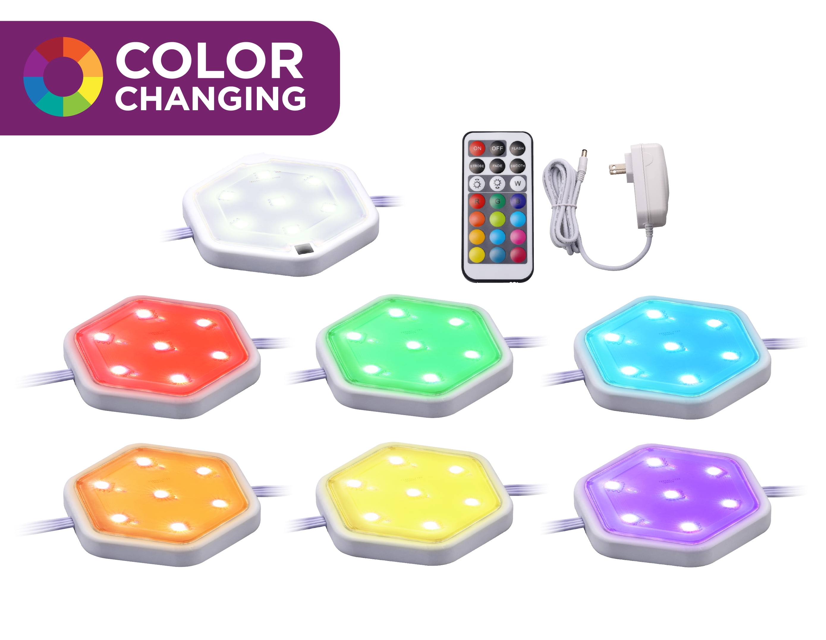 BLACK+DECKER LED Puck Light Kit with Remote, Color Changing + Cool