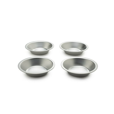 Fox Run Tin Plated Pie Pans, Set of 4 Small Pie Baking Pans, 5" x 5" x 1.25"