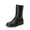 BLACK, variant on Women’s Mid-Calf Combat Boots, Lace-Up Military Style Boots with Side Zipper, Faux Leather Round Toe Fall Winter Booties