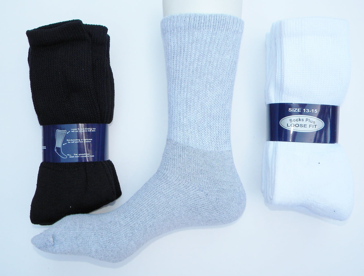Men's Diabetic Socks Size 13-16 Black 3 pair 