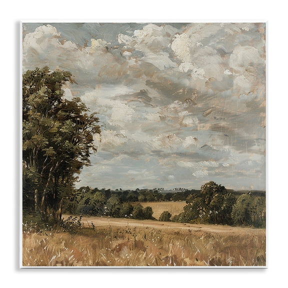 Stupell Industries Clouds Over Country Scenery Landscape & Nature Painting Unframed Art Print Wall Art, 12 x 12
