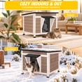 thumbnail image 6 of Aivituvin Insulated Outdoor Cat House for Winter, Weather-Resistant Wooden Feral Cat Shelter with 6-Sided Liner, Raised Floor and PVC Door Curtain, 6 of 7