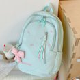 thumbnail image 4 of Nylon School Backpack, Lightweight Backpack with Bow Pendant, Spacious Trendy Backpack for Travel College Work (Light Green), 4 of 6
