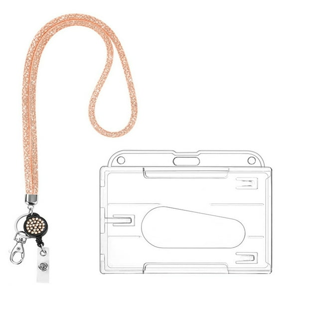 Cosmug Bling Crystal Rhinestone Lanyard Keychain | Sparkly Id Badge Holder for Women & Kids | Adjustable Neck Strap for Keys, Wallet & Cards | Teacher Student Accessory, F
