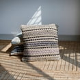 thumbnail image 4 of Ox Bay Drew 18" x 18" Beige/Brown Striped Cotton Blend Adult Decorative Throw Pillow Cover, 4 of 7