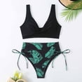thumbnail image 3 of Lopeceal Women's 3 Piece Textured High Cut Halter Triangle Bikini Swimsuit with Cover Up, 3 of 4