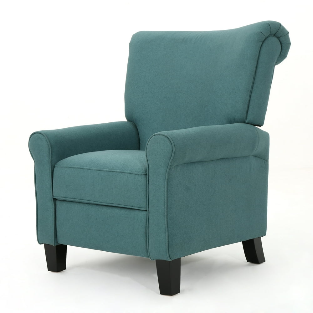 Noble House Theres Traditional Fabric Recliner, Dark Teal