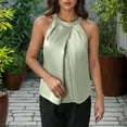 thumbnail image 5 of hotojiny Women's Silk Satin Tops Summer Sleeveless Crew Neck Business Casual Outfit Work Dressy Shirt, 5 of 7