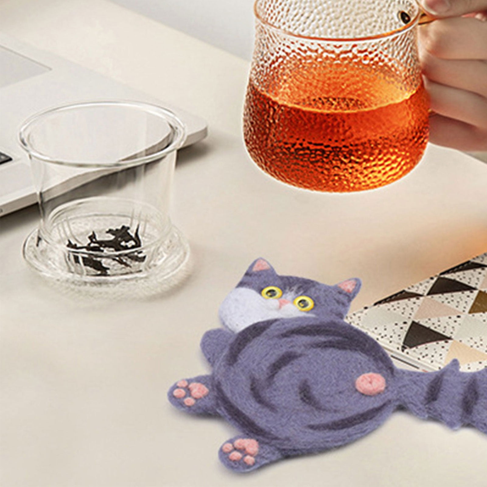 Cats Coasters Needle Felting Starter Kits Needle Wool Felting Tool Kits Needle Felting Kits Needle Felting Supplies