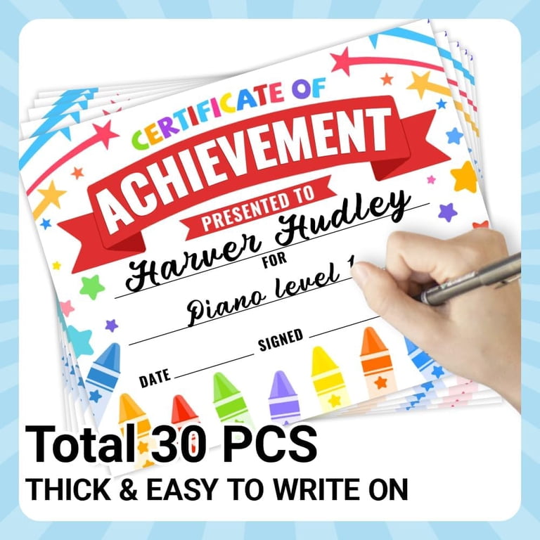 Piano Certificate Of Achievement, Music Award Certificates For Kids, 25 Pack