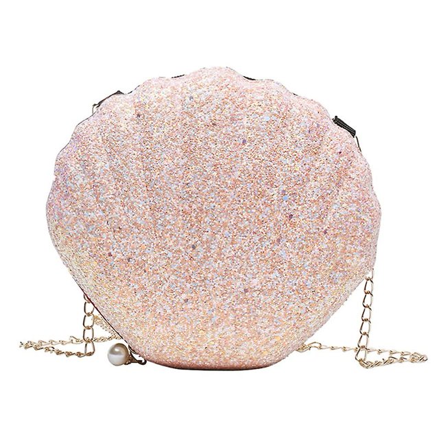 Bolso cruzado de concha marina con lentejuelas brillantes Afortunado para mujer y niña minibolso de perla