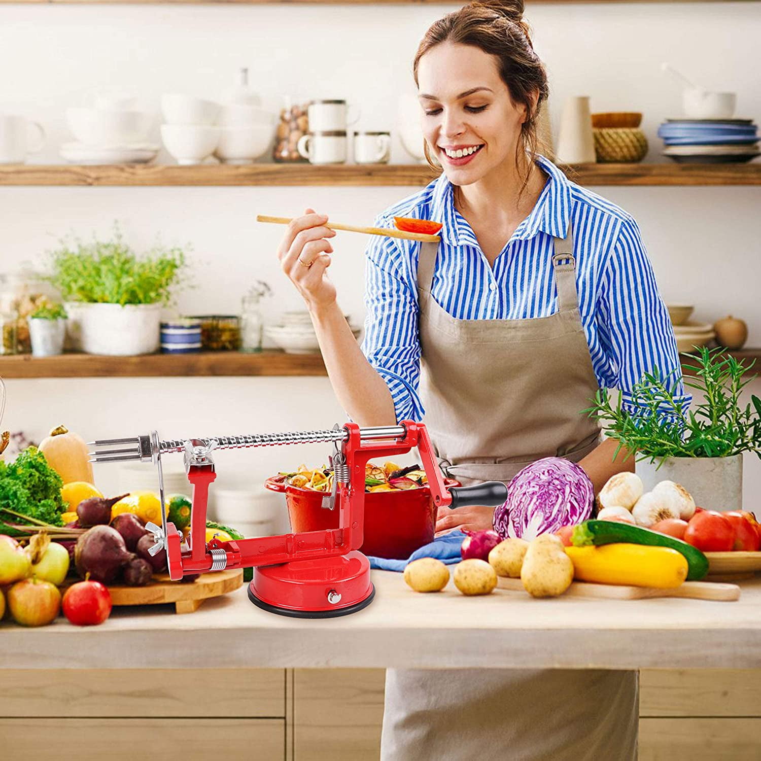 Private Jungle 3-in-1 Apple/Potato Peeler Corer Stainless Steel Hand-cranking Apple Peeler Slicer Peeler,Red Private Jungle 3-in-1 Apple/Potato Peeler Corer Stainless Steel Hand-cranking Apple Peeler Slicer Peeler,Red
