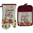 thumbnail image 5 of Serafina Home 4-Piece Farmhouse Fall, Autumn, Thanksgiving Kitchen Linen Set - Orange, White, Burgundy, 100% Cotton, 5 of 5