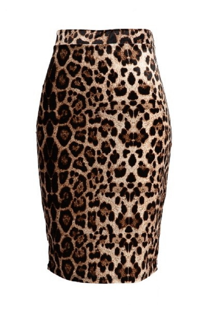 leopard print midi pencil skirt