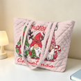 thumbnail image 3 of Jeiento Pink Christmas Gnome Printed Quilted Shoulder Handbag Large Capacity Handle Tote Bag for Holiday Shopping Work Commute Travel Christmas Gift for Women, 3 of 7