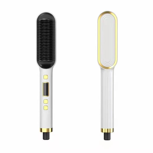 Hair Straightener Comb,Straight Hair Curling 2 in 1 Straightener,PTC Heating Anti-Scald Constant Temp Protection,Suitable for Professional Salon at Home, White