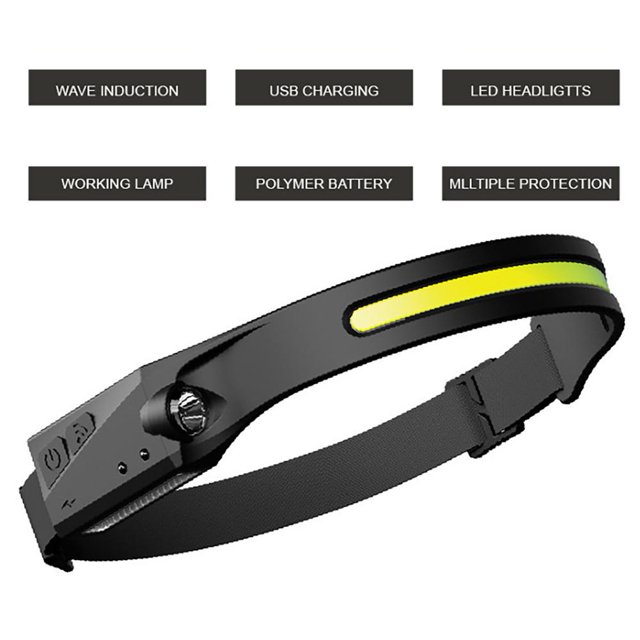 Lámpara Faro de inducción COB recargable 350LM faro para correr para senderismo ciclismo