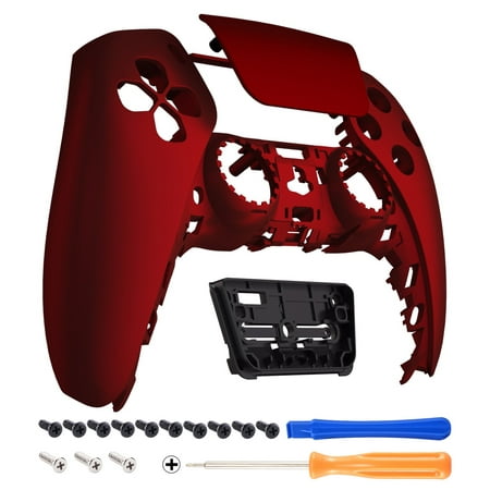 eXtremeRate Scarlet Red Touchpad Front Housing Shell Compatible with ps5 Controller, Soft Touch DIY Replacement Shell Custom Touch Pad Cover Faceplate Compatible with ps5 Controller