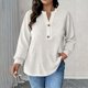 thumbnail image 2 of Mujeres Manga Larga Tops Casual Botón de Color Sólido Cuello en V Suéter Blusa de Moda para Primavera Verano, 2 of 7