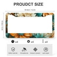 thumbnail image 3 of Garden Flower Teal Orange License Plate Cover 2 Pcs Set Abstract Wild Flowers Customized Decor Car Tag Gift for Dad 2 Round Holes Quality Aluminum License Plate Frame, 3 of 6