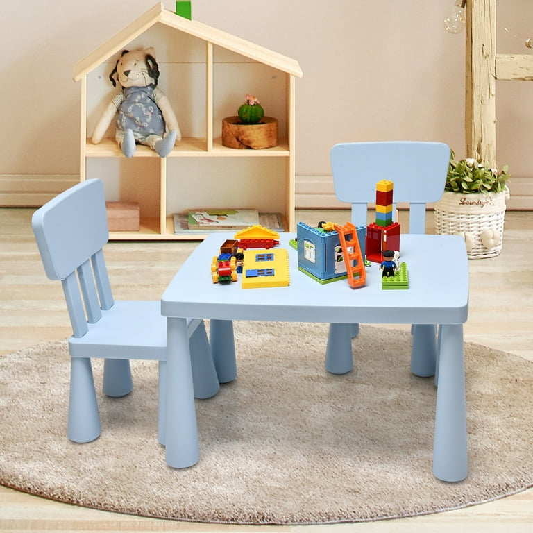  GDLF Kids Art Table and 2 Chairs, Wooden Drawing Desk