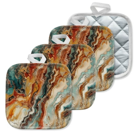 

4Pcs Pot Holder for Kitchen Abstract Colorful Fluid Art Composition Square Heat Resistant Hotpads 8x8in Non Slip Dirt-Proof Kitchen Cook Oven Potholders Machine Washable
