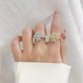 thumbnail image 5 of Elegant Crystal Rotating Clover Leaf Statement Ring for Women Stainless Steel Fashion Adjustable Love Hearted Flower Open Wrap Finger Rings Comfort Fit Lucky Anniversary Jewelry, 5 of 6