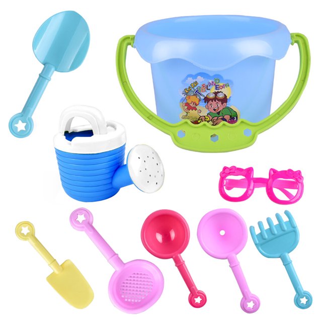 Tholdsy Juego de juguetes de playa de 9 Uds., cubo para niños, cuchara, espátula, juego educativo de verano, molde de juego, Color aleatorio Juegos de césped