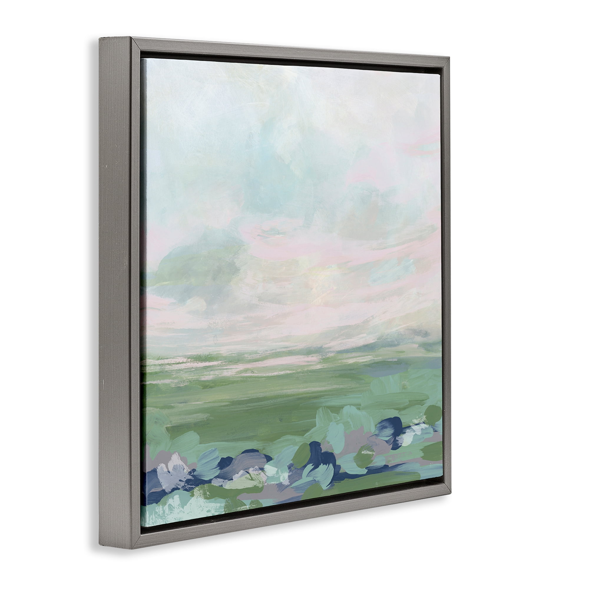 Stupell Industries Grassland Sky Gradient Landscape & Nature Painting Gray Floater Framed Canvas Art Print Wall Art, 18 x 18